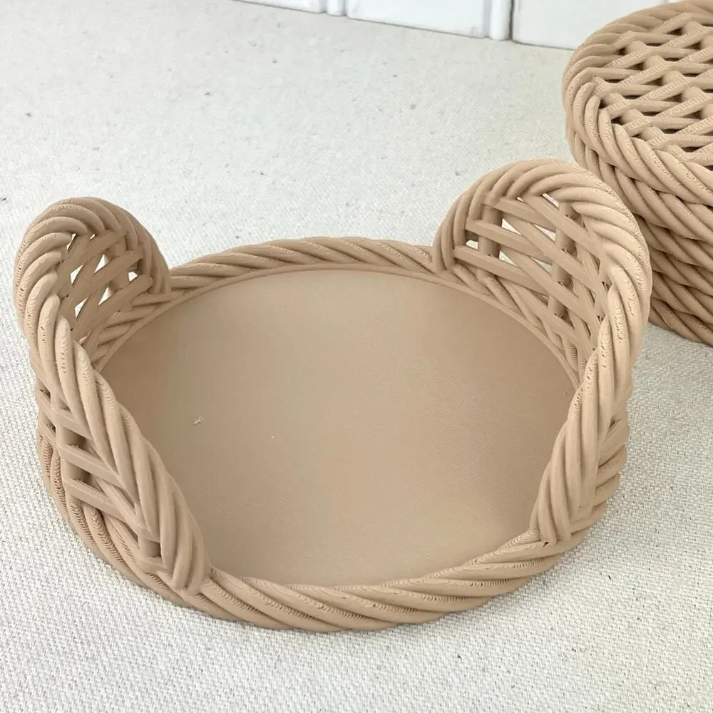 Woven Coaster Set, Modern Coasters with Holder, Drink Coasters, Set of 6